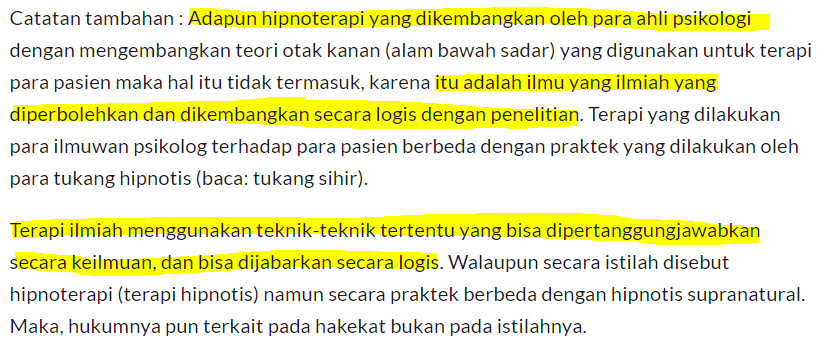 hukum hipnoterapi menurut ulama islam